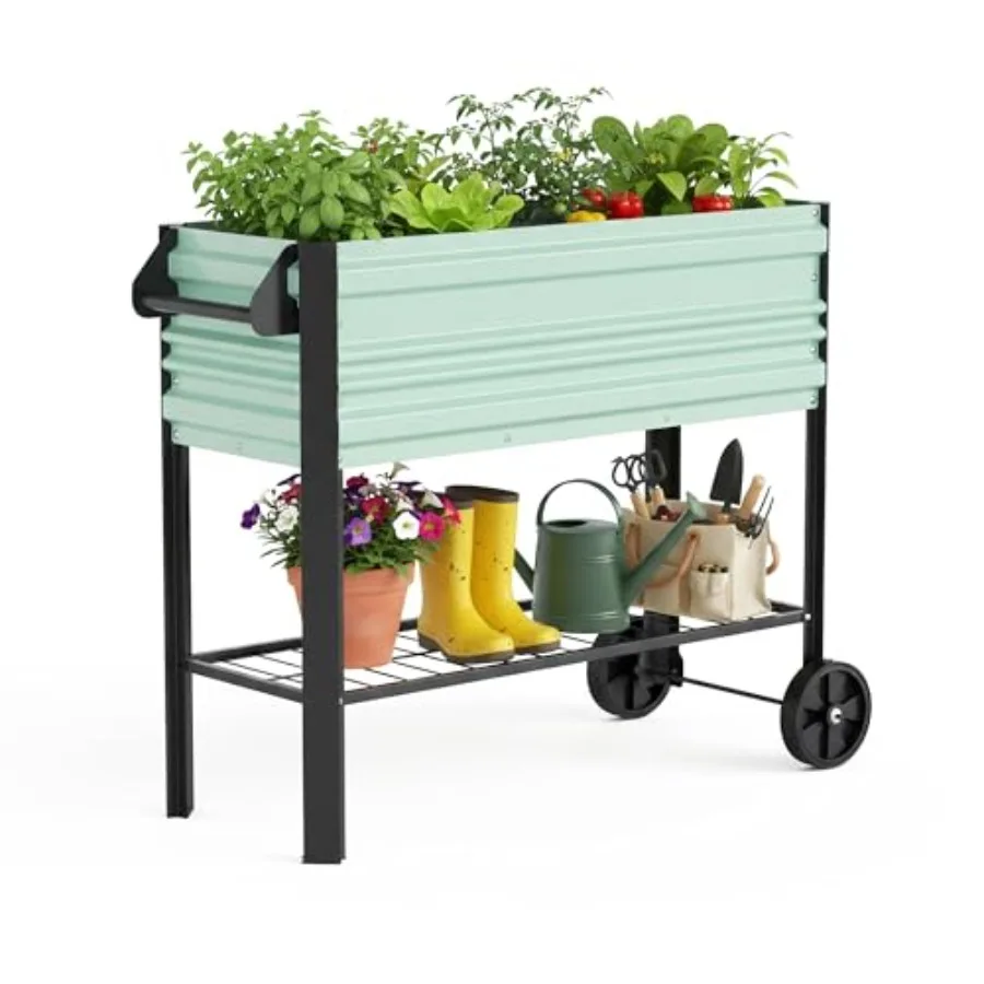 Galvanized Raised Garden Bed with Legs Wheels 37x14.6x31.6in for Garden Backyard Patio Deck Light Green Steel 400LB Capacity El
Galvanized Raised Garden Bed with Legs Wheels 37x14.6x31.6in for Garden Backyard Patio Deck Light Green Steel 400LB Capacity El