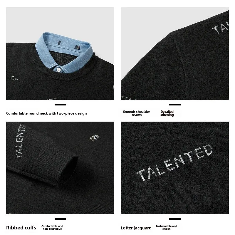 Мужской вязаный свитер, искусственная двухсекционная облегающая толстовка с капюшоном, теплая осенне-зимняя цветная повседневная модная китайская марка
Мужской вязаный свитер, искусственная двухсекционная облегающая толстовка с капюшоном, теплая осенне-зимняя цветная повседневная модная китайская марка