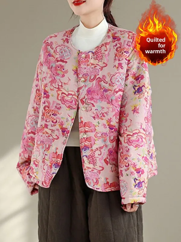 Thiened Cotton Padded Jaet Chinese Sle Long Sve round Ne Warm Floral Print Traditional Chinese Faion Top Women's...
Thiened Cotton Padded Jaet Chinese Sle Long Sve round Ne Warm Floral Print Traditional Chinese Faion Top Women's...