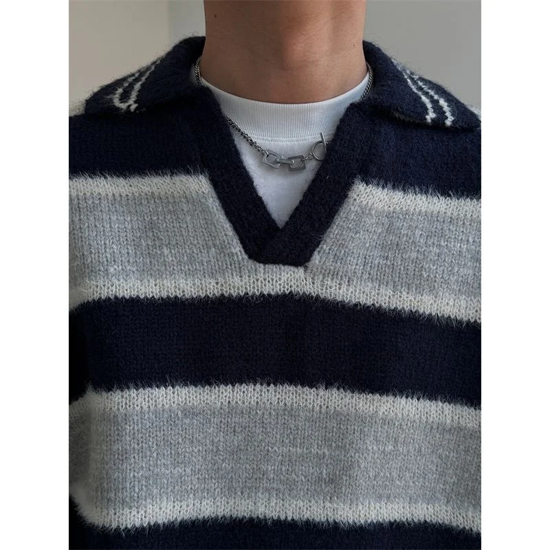 Autumn Winter American Retro Loose High Street Striped Color Blo V Ne Knitted Sweater Men's Faion Loose Fit Crew Ne
Autumn Winter American Retro Loose High Street Striped Color Blo V Ne Knitted Sweater Men's Faion Loose Fit Crew Ne