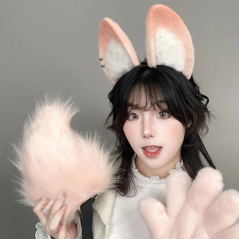 Fluffy Bunny Ears Headband with Tail & Paw Gloves Plush Rabbit Cosplay Costume Set Anime Game Character Accessories for Women
Fluffy Bunny Ears Headband with Tail & Paw Gloves Plush Rabbit Cosplay Costume Set Anime Game Character Accessories for Women