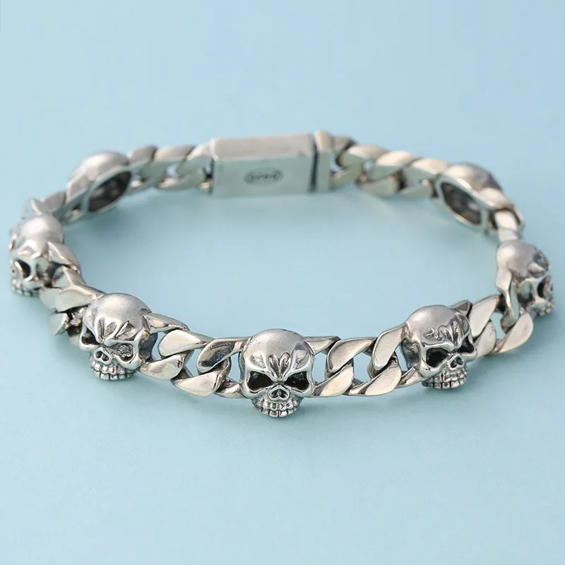 S925 sterling silver jewelry stylish popular skull punk style men riding whip bracelet fashion silver jewelry gift
S925 sterling silver jewelry stylish popular skull punk style men riding whip bracelet fashion silver jewelry gift