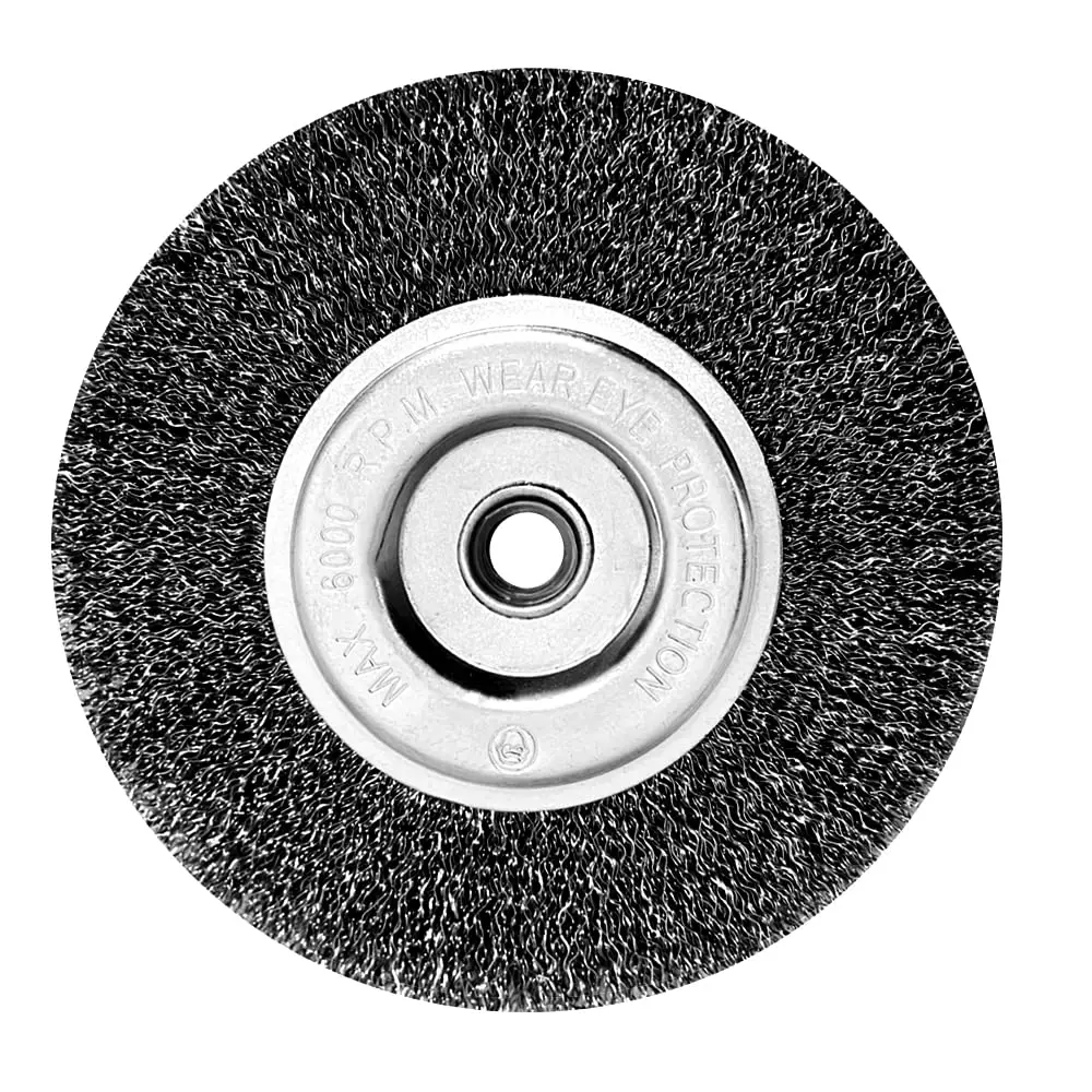 6in Wire Wheel Brush for Bench Grinder, Coarse Crimped Steel Wire 0.012' with 1/2' & 5/8' Arbor for Rust Removal - 1pack
6in Wire Wheel Brush for Bench Grinder, Coarse Crimped Steel Wire 0.012' with 1/2' & 5/8' Arbor for Rust Removal - 1pack
