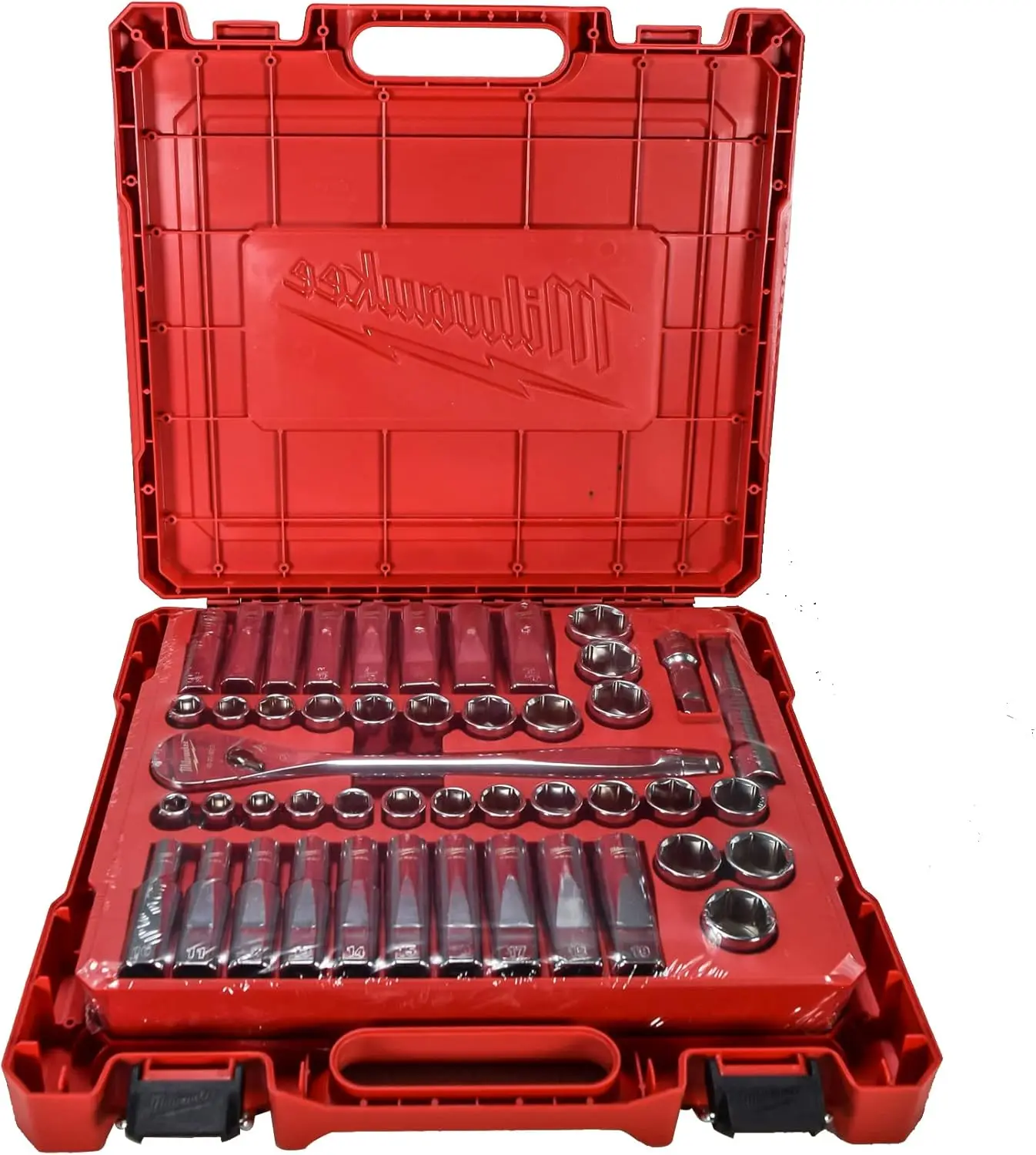 Milwaukee 48-22-9010 47-Piece 1/2 in. Метрический привод и SAE трещотка и набор гнезд с четырьмя плоскими сторонами
Milwaukee 48-22-9010 47-Piece 1/2 in. Метрический привод и SAE трещотка и набор гнезд с четырьмя плоскими сторонами