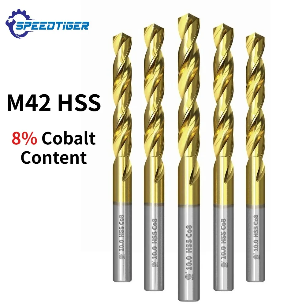 M42 8% Cobalt Twist Drill Bits Titanium Coated Straight Shank Drill for 304 Stainless Steel High Hardness Metal Drilling Bit
M42 8% Cobalt Twist Drill Bits Titanium Coated Straight Shank Drill for 304 Stainless Steel High Hardness Metal Drilling Bit