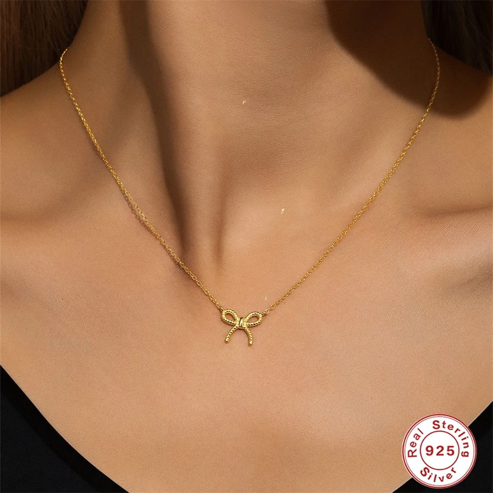 AIDE 100% Real 925 Sterling Silver Cute Bowknot Pendant Necklaces For Women Birthday Party Fine Handmade INS Jewelry Gifts
AIDE 100% Real 925 Sterling Silver Cute Bowknot Pendant Necklaces For Women Birthday Party Fine Handmade INS Jewelry Gifts