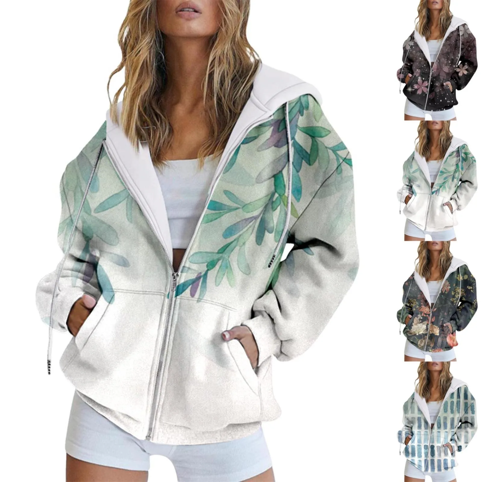 Fashion Autumn And Winter Floral Printing Casual Pocket Long Sleeve Hooded Tunics Women with Women Sweatshirts Pullover
Fashion Autumn And Winter Floral Printing Casual Pocket Long Sleeve Hooded Tunics Women with Women Sweatshirts Pullover