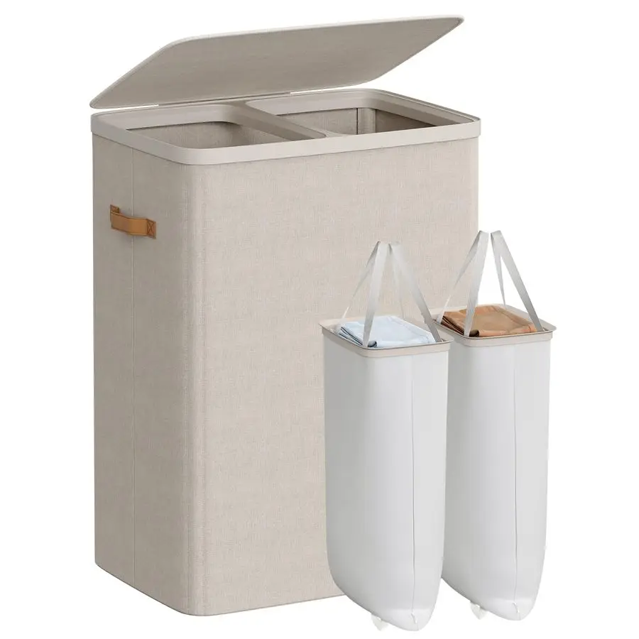 Laundry Basket, 44.9 Gal. Laundry Hamper, 2 Compartments, Easy Assembly, with Lid and Handles, Removable Liners, 22 x 15.7 x 29.
Laundry Basket, 44.9 Gal. Laundry Hamper, 2 Compartments, Easy Assembly, with Lid and Handles, Removable Liners, 22 x 15.7 x 29.