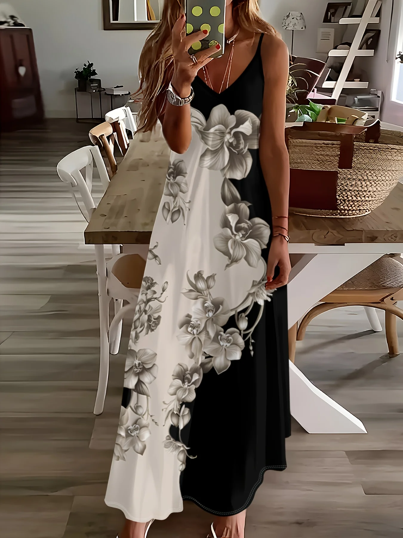 Printed Design Casual Contrast Floral Slip Dress
Printed Design Casual Contrast Floral Slip Dress