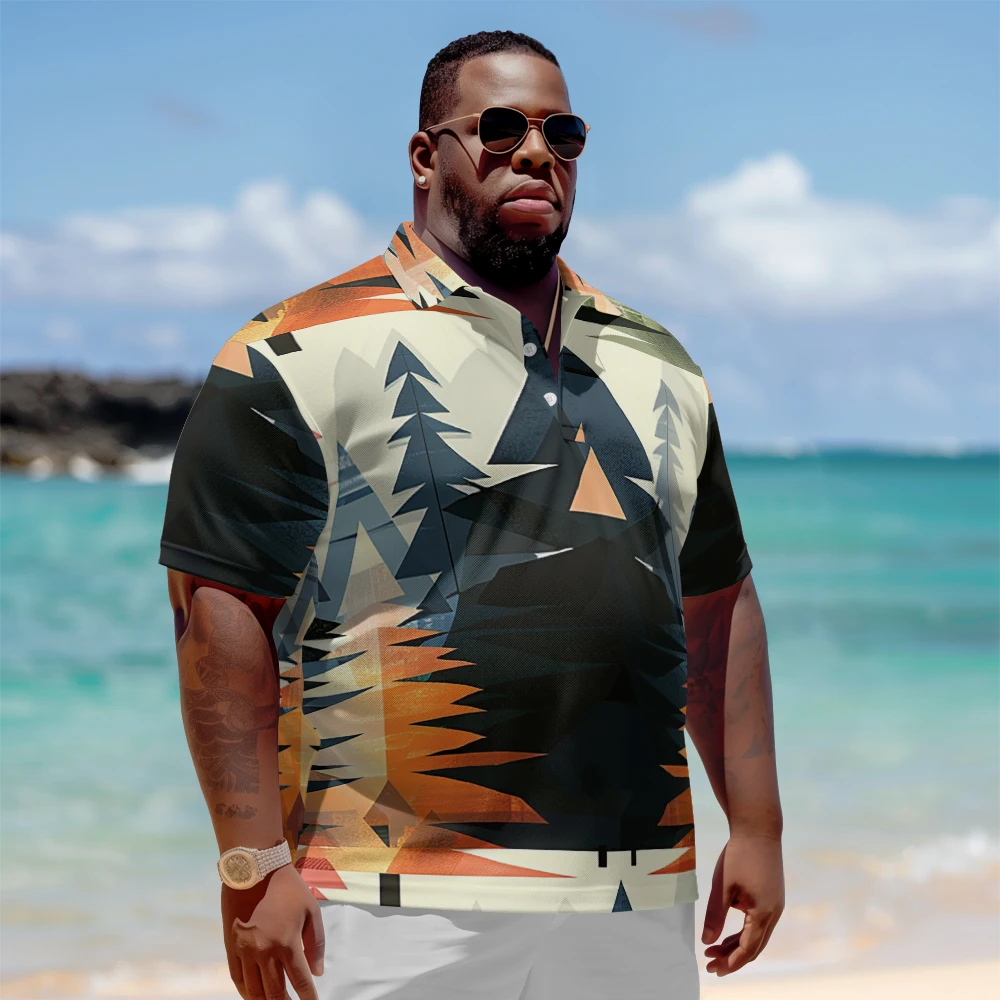 1 men's plus size polo shirt with summer color tree print casual lapel button suitable for shopping and golf
1 men's plus size polo shirt with summer color tree print casual lapel button suitable for shopping and golf