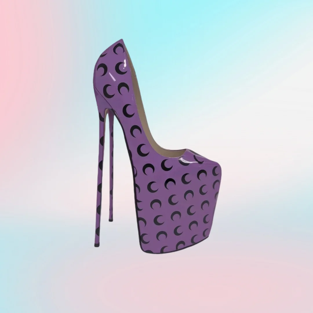 Purple Color Shiny Leather Sexy Shallow Pumps 2025 Extreme Platform Stiletto High Heel Pole Dance Women Shoes Summer Para Mujere 
Purple Color Shiny Leather Sexy Shallow Pumps 2025 Extreme Platform Stiletto High Heel Pole Dance Women Shoes Summer Para Mujere
