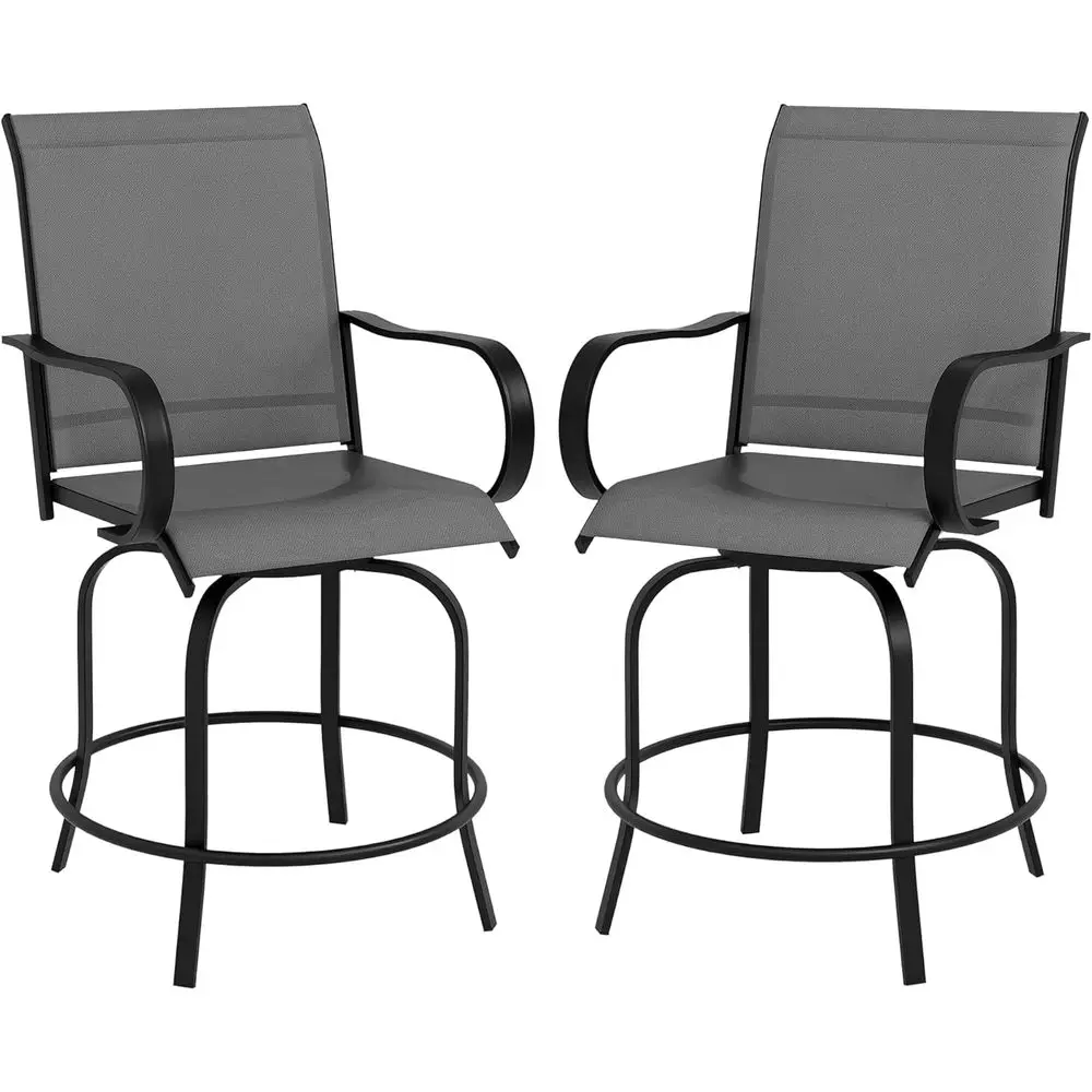Set of 2 Gray Swivel Outdoor Bar Stools with Armrests and High-Density Mesh Fabric for Patio, Balcony, and Poolside
Set of 2 Gray Swivel Outdoor Bar Stools with Armrests and High-Density Mesh Fabric for Patio, Balcony, and Poolside