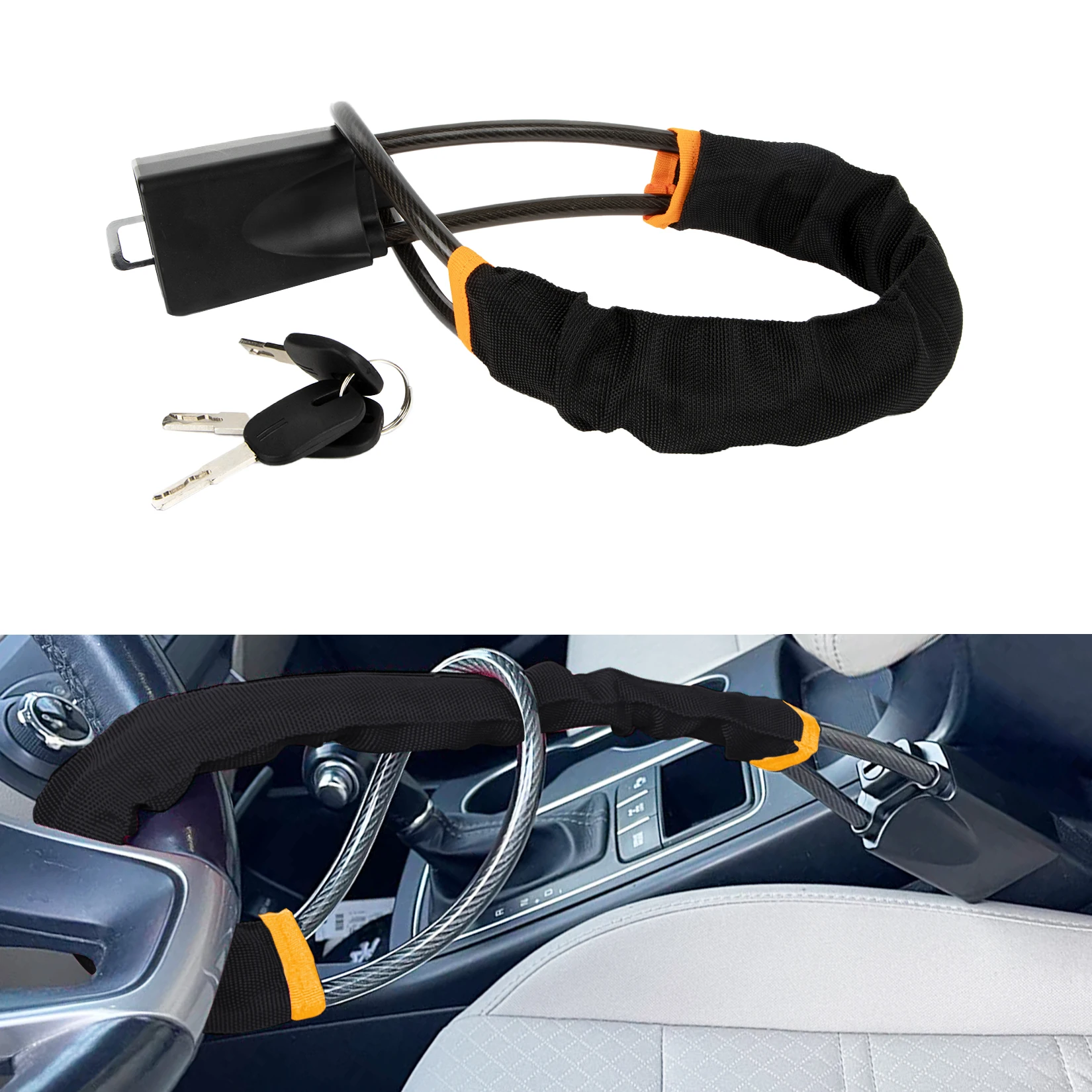 Universal Car Steering Wheel Lock Compact 17" Anti-Theft Device & Seat Belt Lock for Glove Box Universal for Most Vehicle SUV
Universal Car Steering Wheel Lock Compact 17" Anti-Theft Device & Seat Belt Lock for Glove Box Universal for Most Vehicle SUV