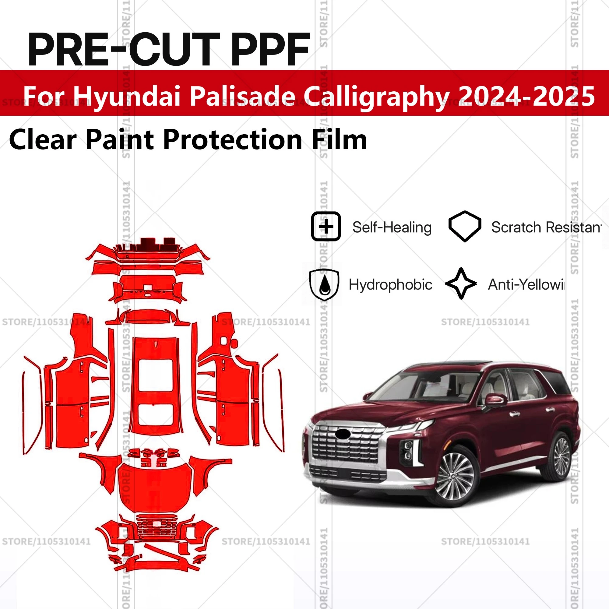 Для Hyundai Palisade Calligraphy 2024-2025: Предварительно вырезанная прозрачная защитная пленка (PPF) для автомобиля
Для Hyundai Palisade Calligraphy 2024-2025: Предварительно вырезанная прозрачная защитная пленка (PPF) для автомобиля