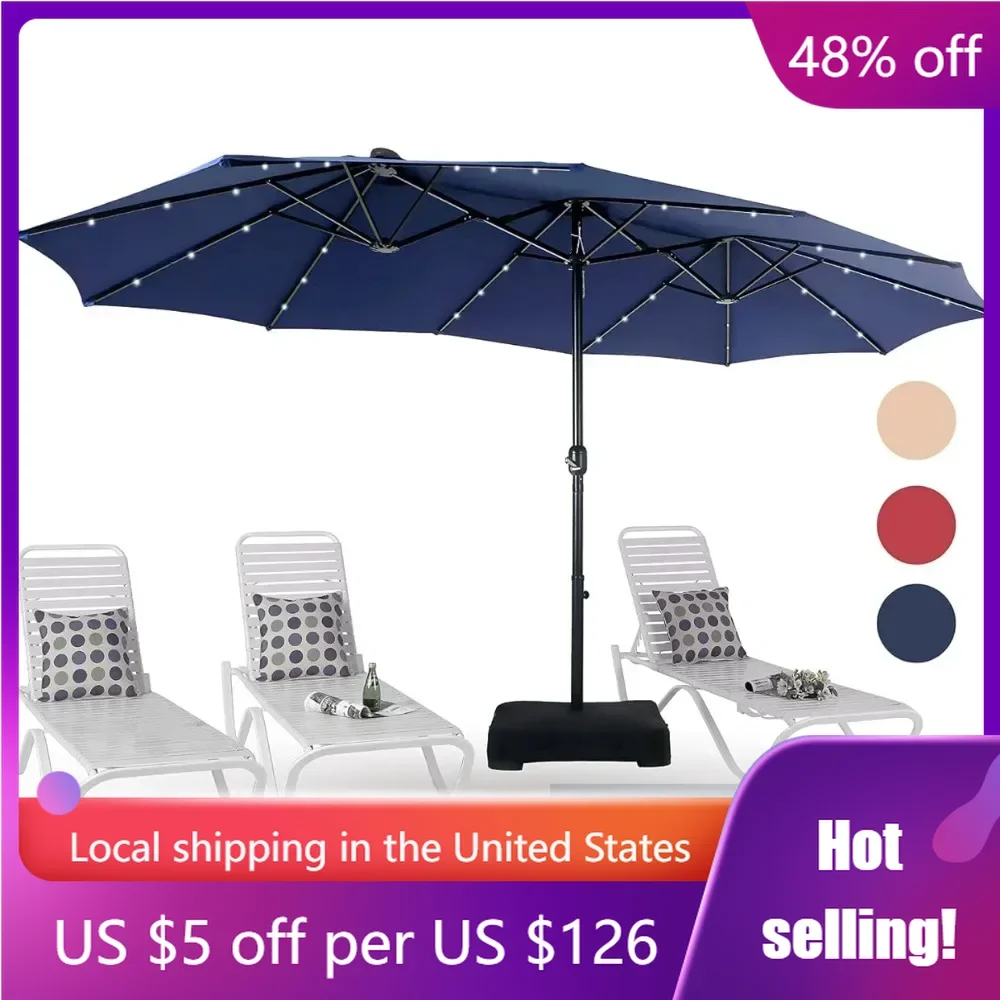 15ft Solar LED Large Patio Umbrella Double-Sided Outdoor Market Pool Lighted Umbrellas With 36 LED Lights Sunshade Beach Parasol
15ft Solar LED Large Patio Umbrella Double-Sided Outdoor Market Pool Lighted Umbrellas With 36 LED Lights Sunshade Beach Parasol