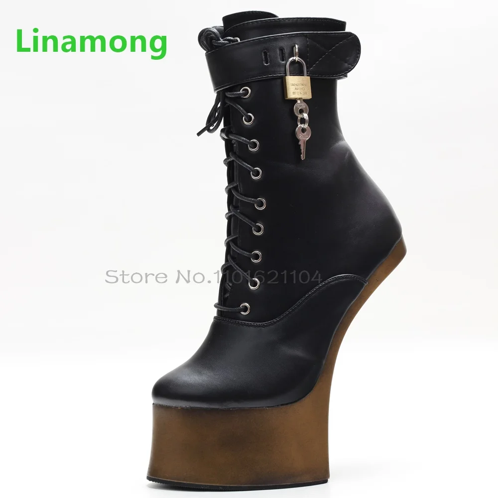 Strange Heel Lace-up Boots For Female Women Big size 36-46 Metal Lock And Key Round Toe Ankle High Fashion Elegant Runway Shoes
Strange Heel Lace-up Boots For Female Women Big size 36-46 Metal Lock And Key Round Toe Ankle High Fashion Elegant Runway Shoes