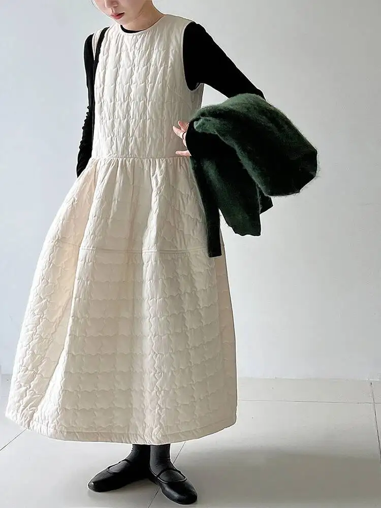 Женское бежевое элегантное длинное платье-жилет с хлопковой подкладкой, новое модное платье без рукавов с круглым вырезом, осень-зима
Женское бежевое элегантное длинное платье-жилет с хлопковой подкладкой, новое модное платье без рукавов с круглым вырезом, осень-зима