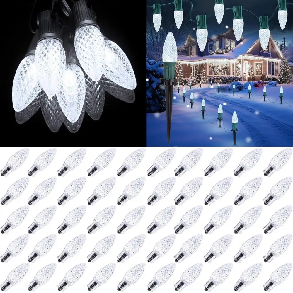 Dimmable C9 LED Christmas Light Bulbs, Shatterproof, E17 Base, Commercial Grade, Pure White
Dimmable C9 LED Christmas Light Bulbs, Shatterproof, E17 Base, Commercial Grade, Pure White