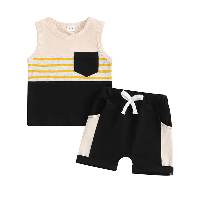 Toddler Baby Boy Summer Sleeveless Contrast Color Patchwork Vest Tops Solid Color Elastic Pullover Tracksuit Outfit Clothes Set
Toddler Baby Boy Summer Sleeveless Contrast Color Patchwork Vest Tops Solid Color Elastic Pullover Tracksuit Outfit Clothes Set