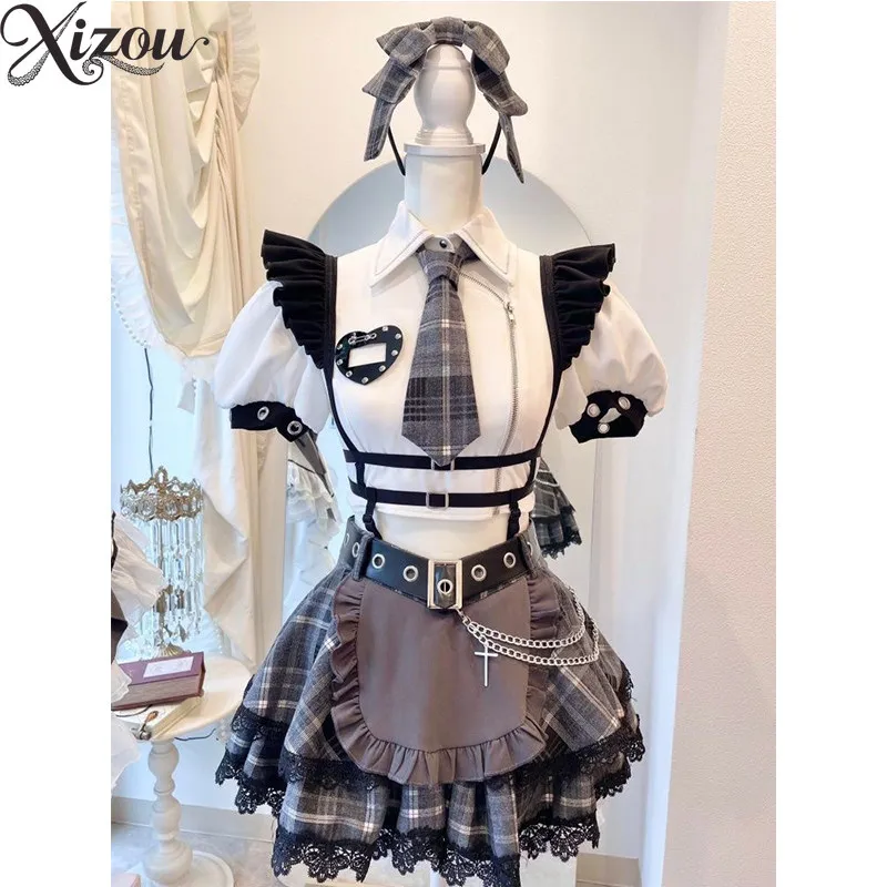 Grid Island Dark Contract Set Plaid Tie Top Mini Skirt Gothic Striped Maid Apron Lolita Cosplay Outfit Ties Belt Chain Cross
Grid Island Dark Contract Set Plaid Tie Top Mini Skirt Gothic Striped Maid Apron Lolita Cosplay Outfit Ties Belt Chain Cross