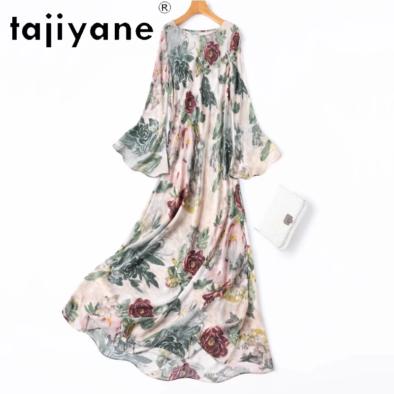 TAJIYANE 100% Mulberry Silk Long Dresses for Woman Length 135cm Bell Sleeve Summer Dress for Party Women Clothing 2026 платья
TAJIYANE 100% Mulberry Silk Long Dresses for Woman Length 135cm Bell Sleeve Summer Dress for Party Women Clothing 2026 платья