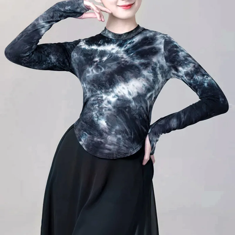 Modern dance adult dance clothing long-sleeved ink tie-dye printing short-sleeved top classical body training clothing women
Modern dance adult dance clothing long-sleeved ink tie-dye printing short-sleeved top classical body training clothing women