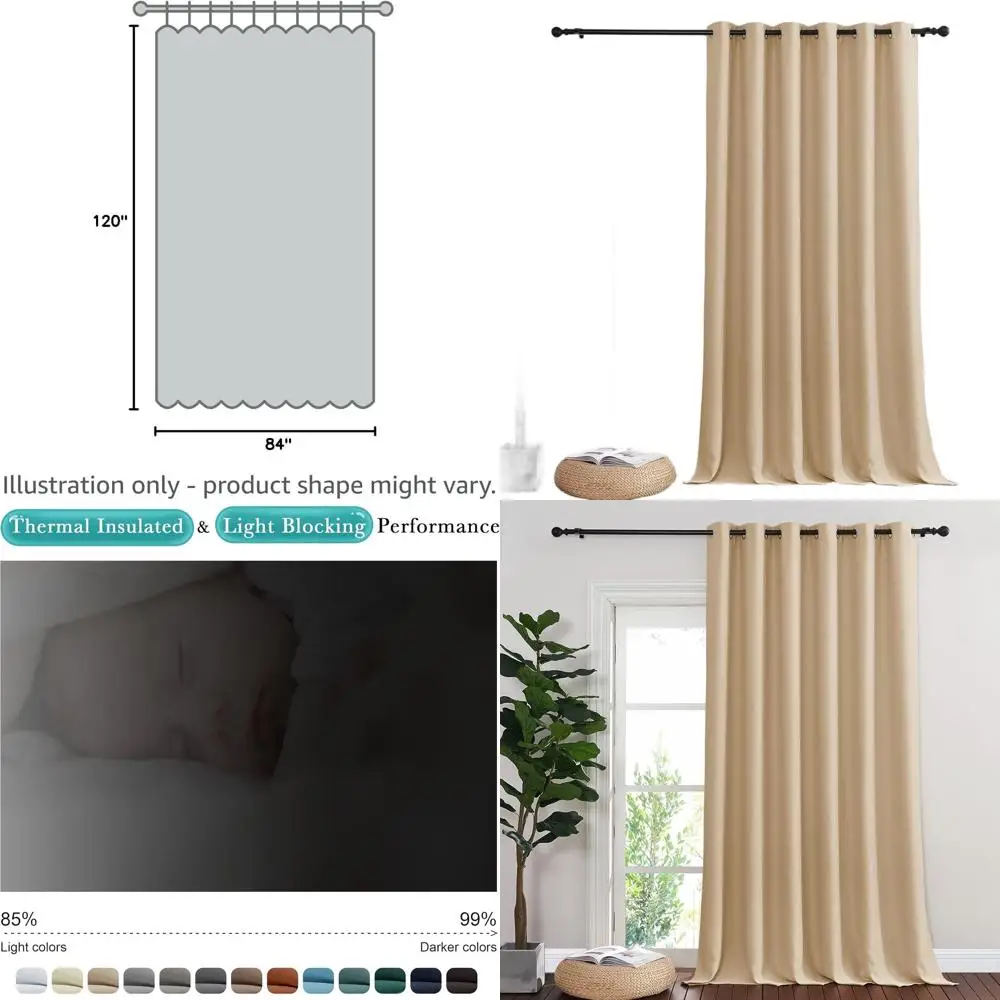 Stainless Steel Eyelet Insulated Room Darkening Curtains for Patio, 1 Panel, 84W x 120L, Biscotti Beige
Stainless Steel Eyelet Insulated Room Darkening Curtains for Patio, 1 Panel, 84W x 120L, Biscotti Beige