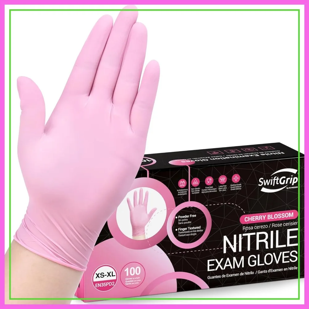 Pink Nitrile Gloves, 3-mil, Disposable Latex Free, for Cleaning & Esthetician, Powder-Free, 100 Count (Small)
Pink Nitrile Gloves, 3-mil, Disposable Latex Free, for Cleaning & Esthetician, Powder-Free, 100 Count (Small)