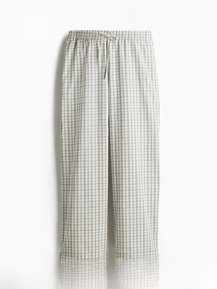H&M Women's Casual Pants Summer Drawstring Stripe Bubble Cotton Wide Leg Long Trousers Comfortable Loose Fit Straight Cut
H&M Women's Casual Pants Summer Drawstring Stripe Bubble Cotton Wide Leg Long Trousers Comfortable Loose Fit Straight Cut