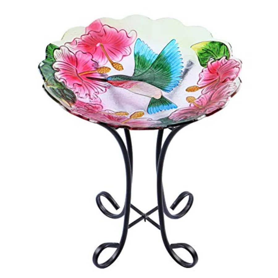 Outdoor Glass Birdbath with Metal Stand for Lawn Yard Garden Hummingbird Decor,18” Dia 21.65” Height
Outdoor Glass Birdbath with Metal Stand for Lawn Yard Garden Hummingbird Decor,18” Dia 21.65” Height