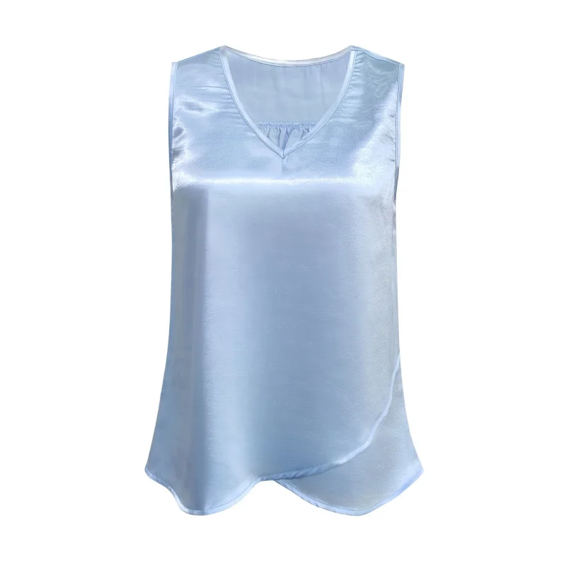 Women's Fashion Solid Color Summer Satin Crepe Sleeveless Vest with Irregular Hem, Casual and Elegant Vest Top
Women's Fashion Solid Color Summer Satin Crepe Sleeveless Vest with Irregular Hem, Casual and Elegant Vest Top