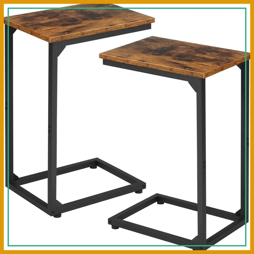 C Shaped Side Table Set of 2, Slide Under Couch Table for Sofa, TV Trays for Small Spaces, Rustic Brown
C Shaped Side Table Set of 2, Slide Under Couch Table for Sofa, TV Trays for Small Spaces, Rustic Brown
