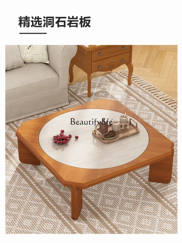 5ld14 French retro medieval teak veneer round coffee table modern simple
5ld14 French retro medieval teak veneer round coffee table modern simple