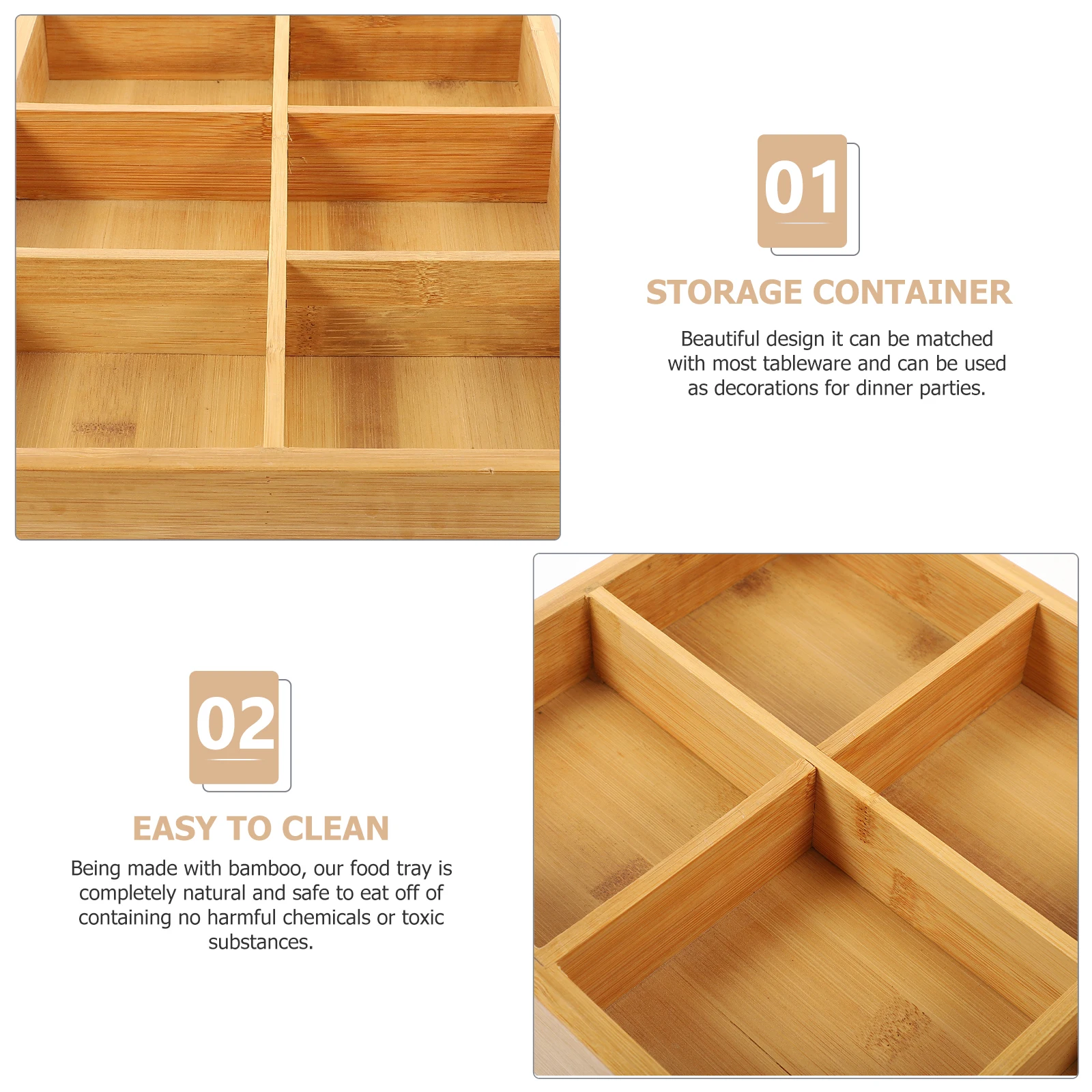 1pcs Bamboo Multi Grid Food Tray Hot Pot Serving Plate Compartmented Vegetable Fruit Dish Wood Dining Container Kitchen 
1pcs Bamboo Multi Grid Food Tray Hot Pot Serving Plate Compartmented Vegetable Fruit Dish Wood Dining Container Kitchen