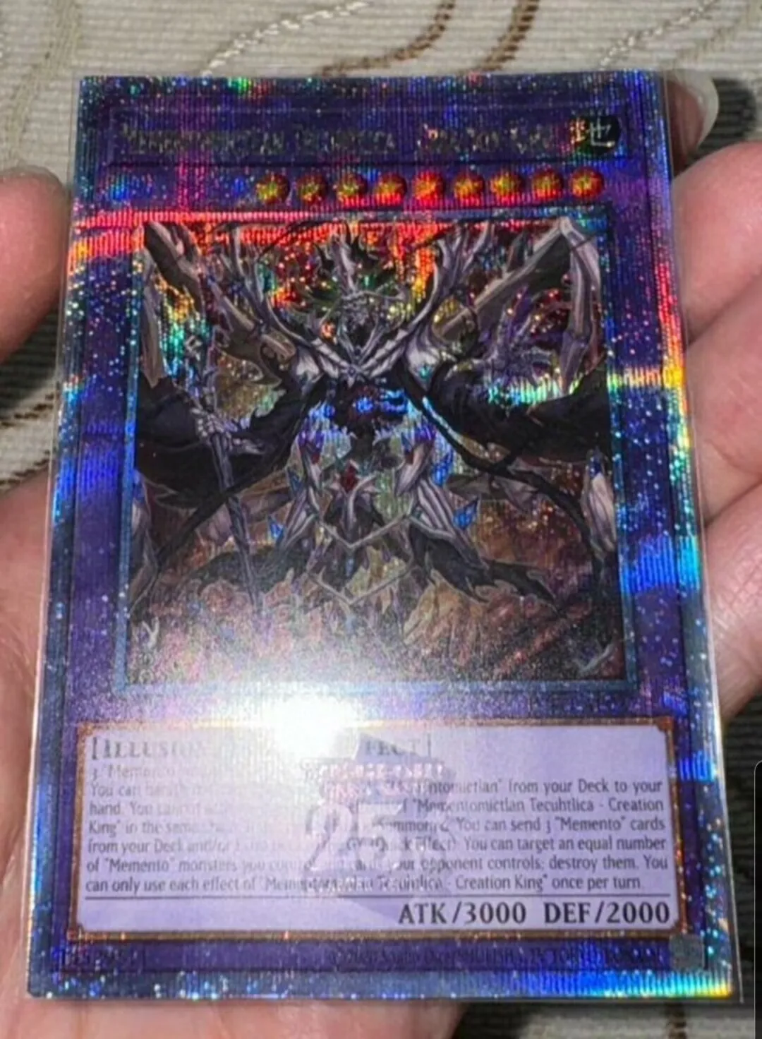 Yugioh KONAMI INFO-AE037 Mementomictlan Tecuhtlica - Creation King Quarter Century Secret Asian English Collection Mint Card
Yugioh KONAMI INFO-AE037 Mementomictlan Tecuhtlica - Creation King Quarter Century Secret Asian English Collection Mint Card
