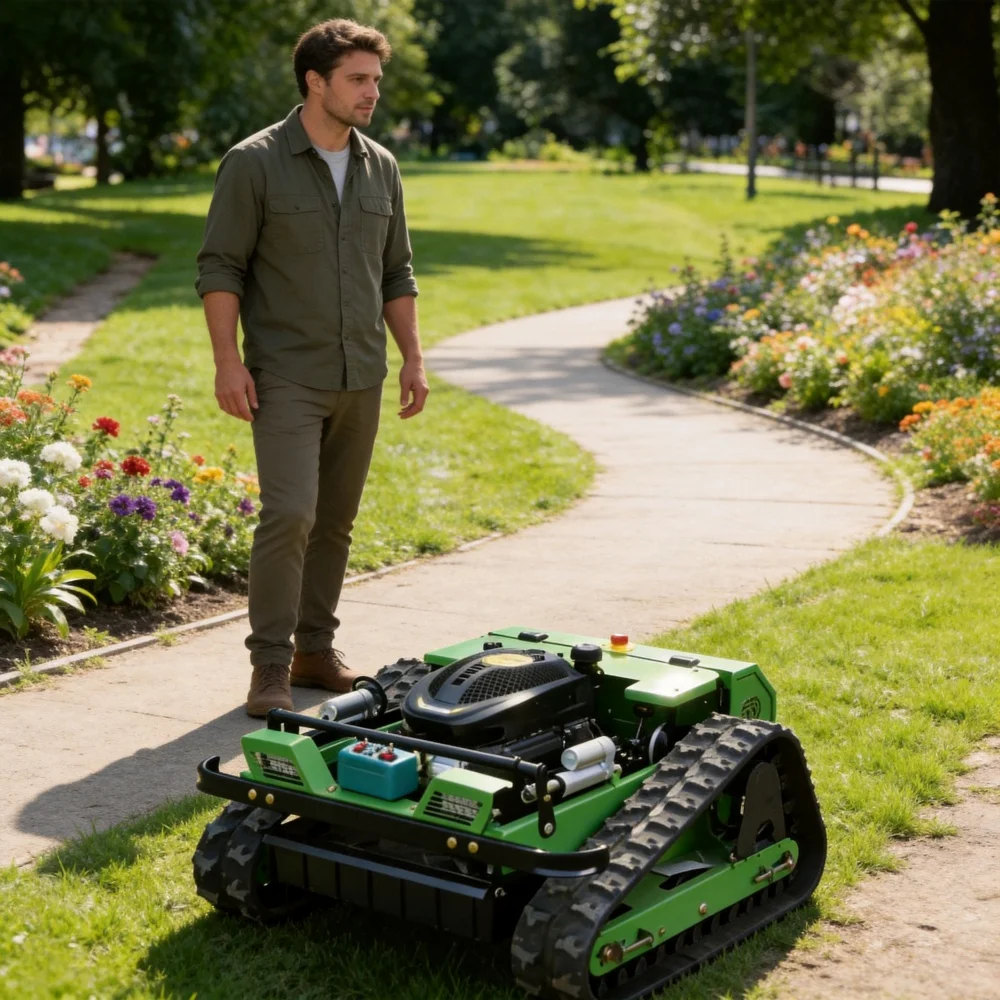 Small Tracked Lawn Mower All-Terrain Four-Stroke Engine Remote Control Type Weeding Robot Garden
Small Tracked Lawn Mower All-Terrain Four-Stroke Engine Remote Control Type Weeding Robot Garden