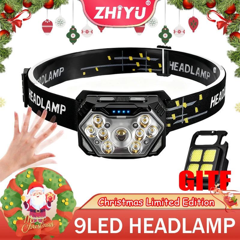 9-светодиодный налобный фонарь с сильным светом, USB перезаряжаемый датчик движения, портативный фонарь для рыбалки, кемпинга, уличный налобный фонарь, рабочий фонарик
9-светодиодный налобный фонарь с сильным светом, USB перезаряжаемый датчик движения, портативный фонарь для рыбалки, кемпинга, уличный налобный фонарь, рабочий фонарик