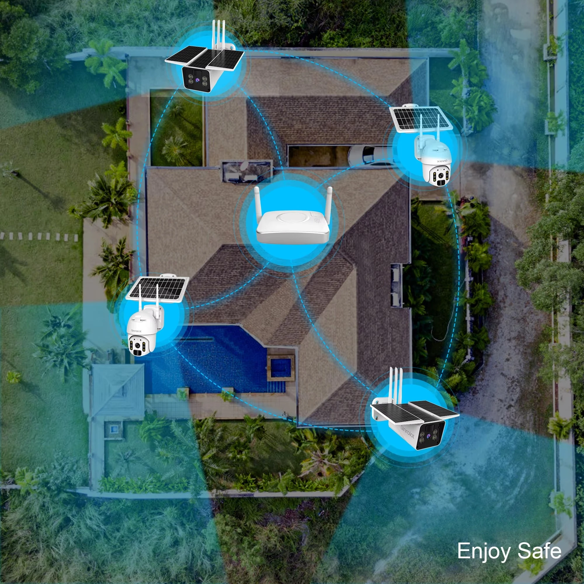 Wifi Smart Home Security Camera Full HD Wireless Night Vision 4G Solar Camera