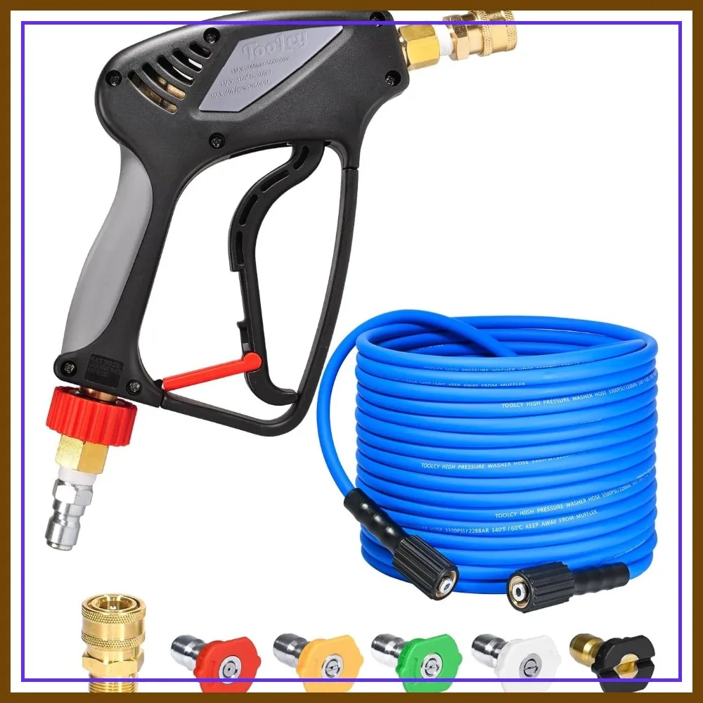 Pressure Washer Gun & 50ft Hose Kit with 5 Nozzles, 3/8" Quick Connect, M22-14mm Plug
Pressure Washer Gun & 50ft Hose Kit with 5 Nozzles, 3/8" Quick Connect, M22-14mm Plug