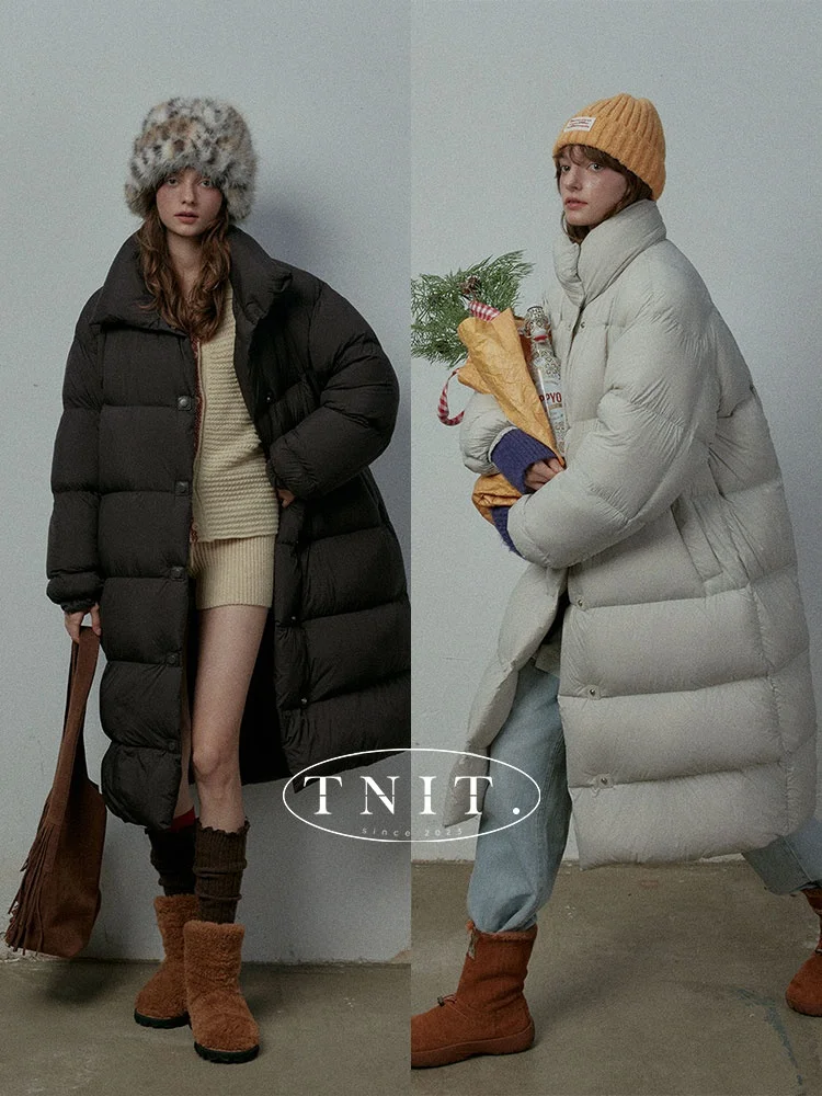 Зимнее женское пуховое пальто TNIT White Du Down Puffer Jaet Airy Feel Long Thi с воротником-стойкой, свободного кроя, теплое, на одной пуговице
Зимнее женское пуховое пальто TNIT White Du Down Puffer Jaet Airy Feel Long Thi с воротником-стойкой, свободного кроя, теплое, на одной пуговице