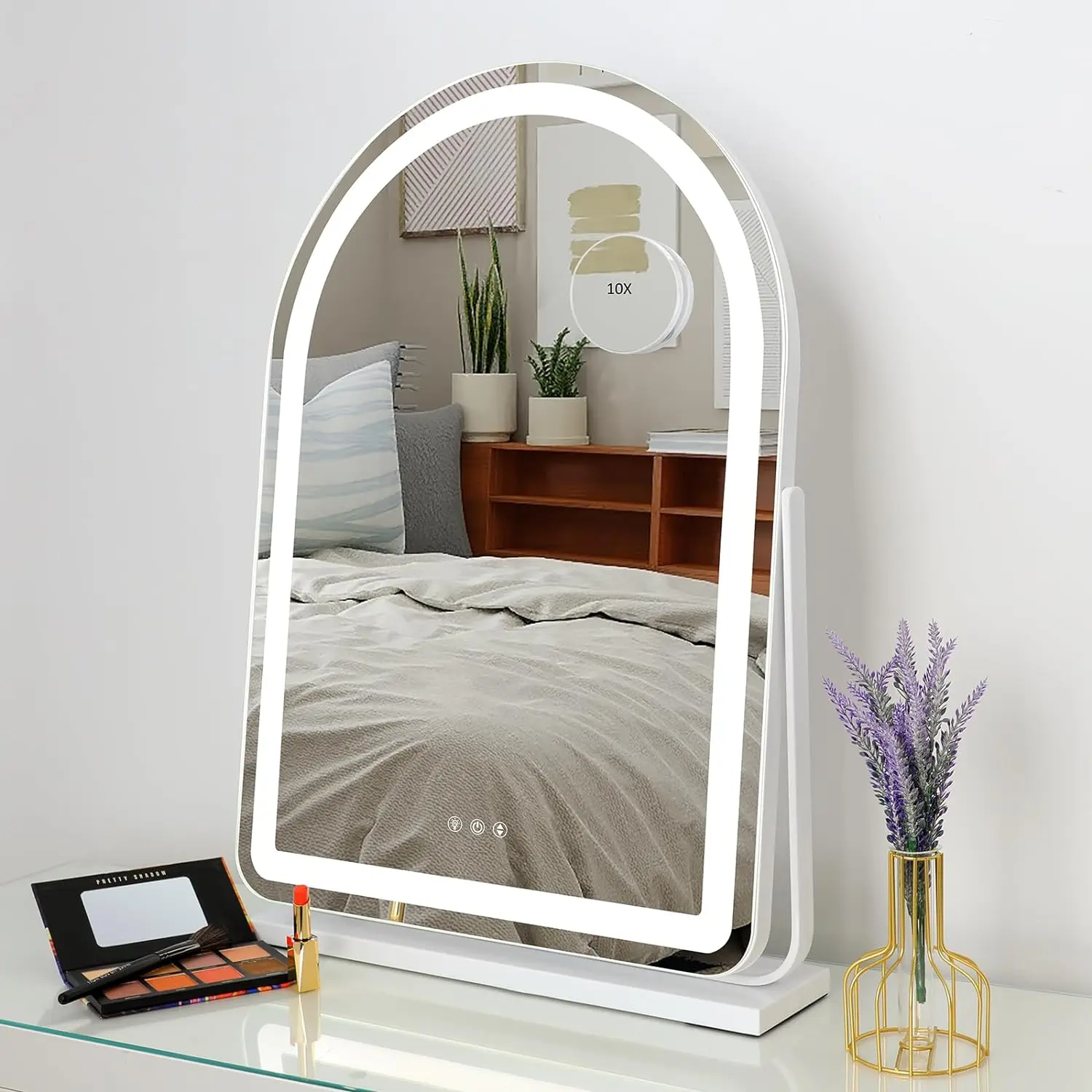 LED Lighted Arched Large Vanity Lighted Makeup Mirror for Bedroom Smart Touch Control 3 Color Lighting Modes Detachable 15x
LED Lighted Arched Large Vanity Lighted Makeup Mirror for Bedroom Smart Touch Control 3 Color Lighting Modes Detachable 15x
