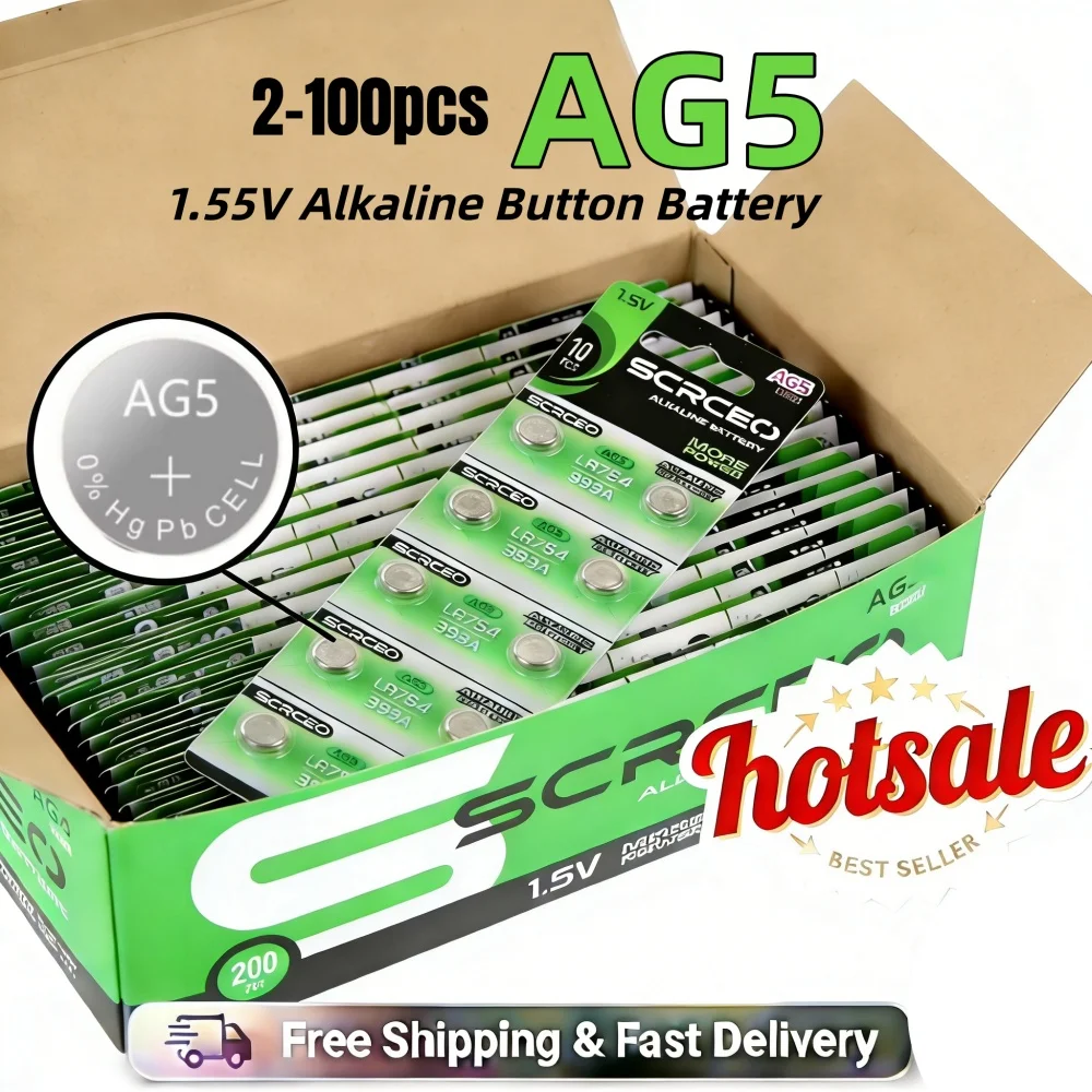 2-100Pcs AG5 LR754 1.55V Button Battery, Also L754/SR754, Multi-Pack for Watch, Toy, Remote Control
2-100Pcs AG5 LR754 1.55V Button Battery, Also L754/SR754, Multi-Pack for Watch, Toy, Remote Control