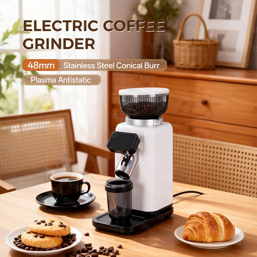 CAFOVO G948C Timed Dosing Coffee Grinder 48mm Stainless Steel Conical Burr for Espresso and Pour Over Plasma Antistatic Mill
CAFOVO G948C Timed Dosing Coffee Grinder 48mm Stainless Steel Conical Burr for Espresso and Pour Over Plasma Antistatic Mill