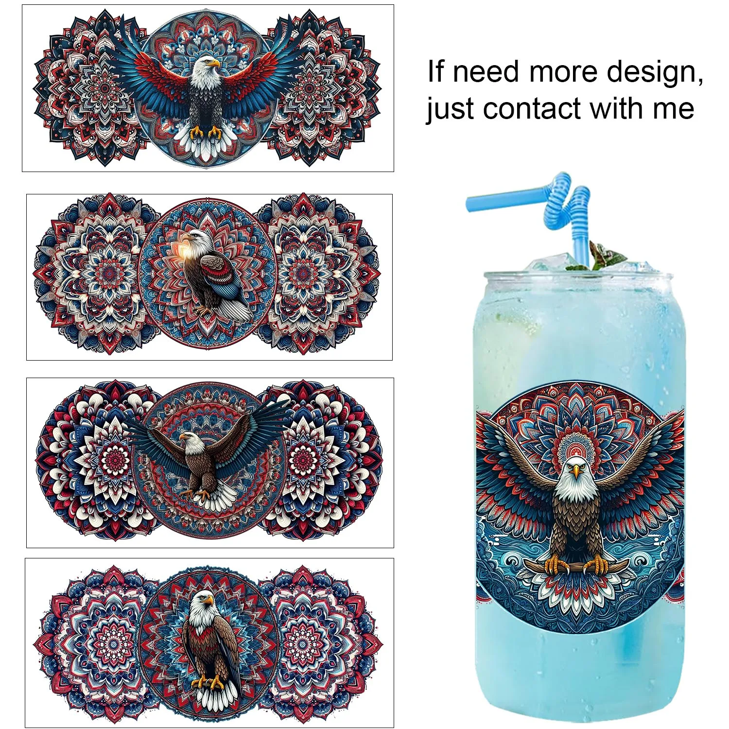 Mandala Bald Eagle artwork easy peel waterproof Party DIY Decals 3D transfers uvdtf tumbler seal stickers 16oz uv dtf cup wraps
Mandala Bald Eagle artwork easy peel waterproof Party DIY Decals 3D transfers uvdtf tumbler seal stickers 16oz uv dtf cup wraps