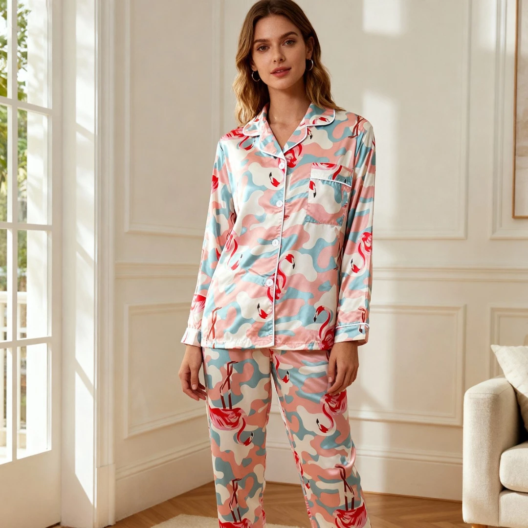 Animal Themed Pajama with Flamingo Lapel Long Sleeve Long Trousers Loungewear Home Wear Set Clothes Valentine's Day Gifts
Animal Themed Pajama with Flamingo Lapel Long Sleeve Long Trousers Loungewear Home Wear Set Clothes Valentine's Day Gifts