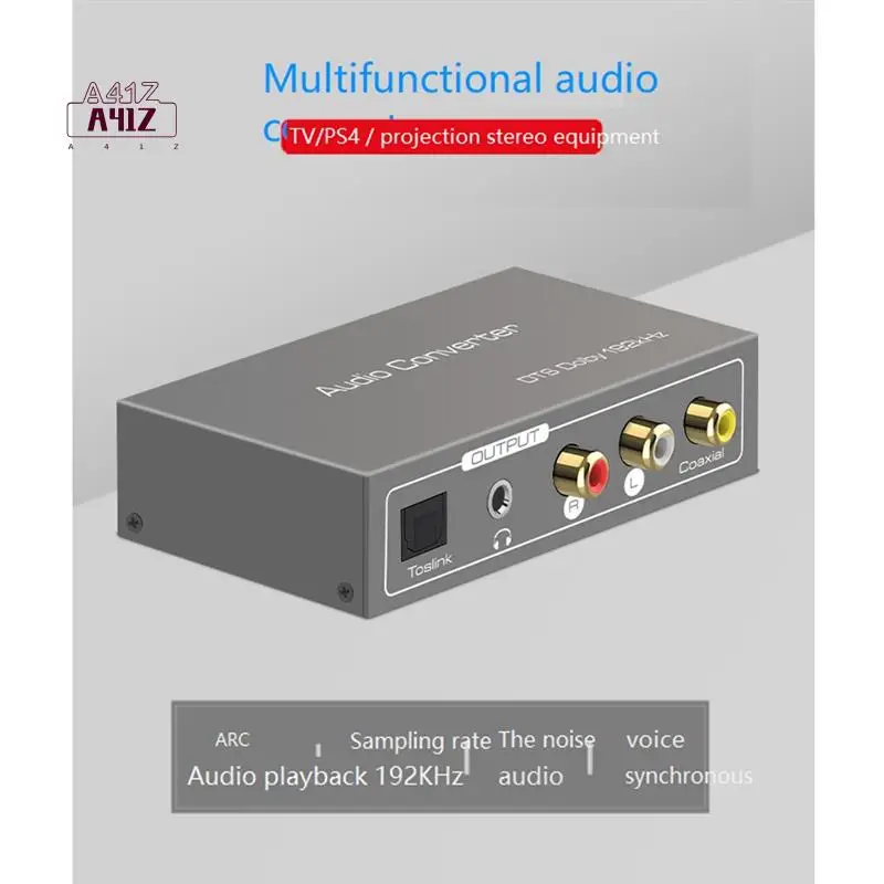 A41Z-192Khz Multi Function Audio Converter,For ARC Toslink Optical SPDIF Coaxial To 3.5 Mm Jack AUX Coaxial Audio Adapter
A41Z-192Khz Multi Function Audio Converter,For ARC Toslink Optical SPDIF Coaxial To 3.5 Mm Jack AUX Coaxial Audio Adapter