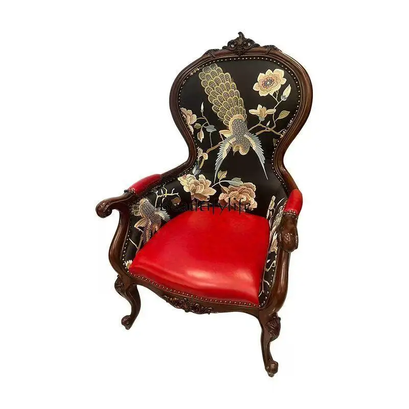 American leather all solid wood single sofa chair retro hotel balcony leisure chair
American leather all solid wood single sofa chair retro hotel balcony leisure chair