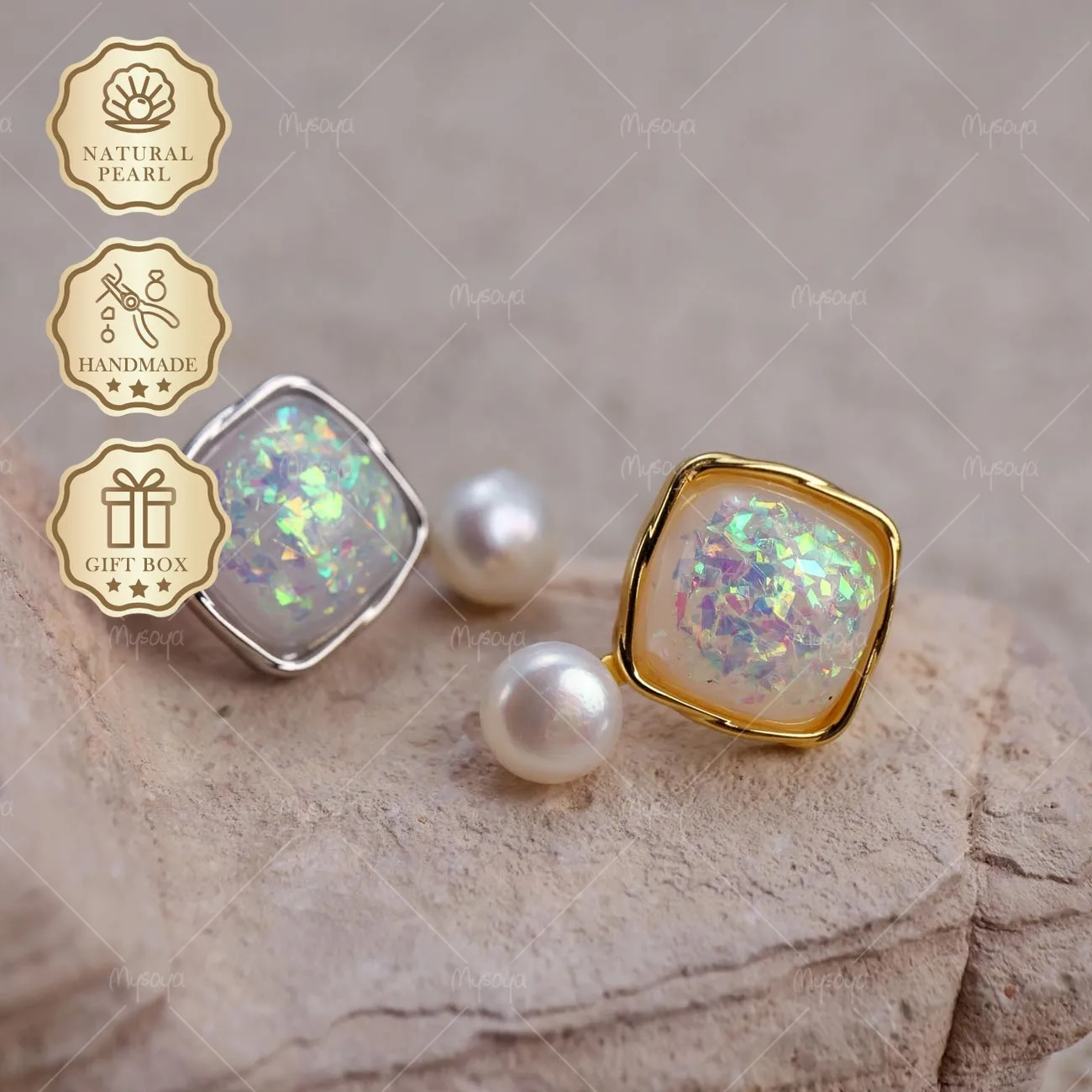 Mysoya White Bread Freshwater Pearl Light Stone Stud Earrings 7-8mm Golden Silvery Gift Box Valentine's Day Birthday Gift
Mysoya White Bread Freshwater Pearl Light Stone Stud Earrings 7-8mm Golden Silvery Gift Box Valentine's Day Birthday Gift