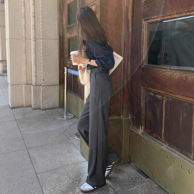 Narrow wide-leg pants for women, high-waisted, drapey, loose straight casual trousers, spring season petite elegant commuter sui
Narrow wide-leg pants for women, high-waisted, drapey, loose straight casual trousers, spring season petite elegant commuter sui