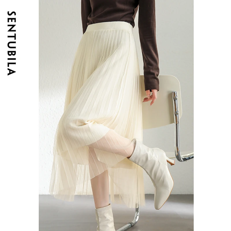 SENTUBILA Women Pleated Skirt 2025 Autumn Romantic A-line High Waist Long Skirt Solid Patchwork Mesh Skirts Women W44Q56969
SENTUBILA Women Pleated Skirt 2025 Autumn Romantic A-line High Waist Long Skirt Solid Patchwork Mesh Skirts Women W44Q56969